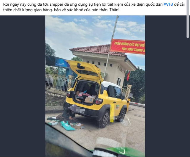 Ship hàng lên tầm cao mới: Chạy VinFast VF 3 'rẻ hơn xe máy' là có thật!- Ảnh 2. Ship hàng lên tầm cao mới: Chạy VinFast VF 3 'rẻ hơn xe máy' là có thật!- Ảnh 2.